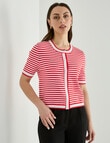 Oliver Black Contrast Trim Cardi, Stripe Poppy & White product photo View 05 S