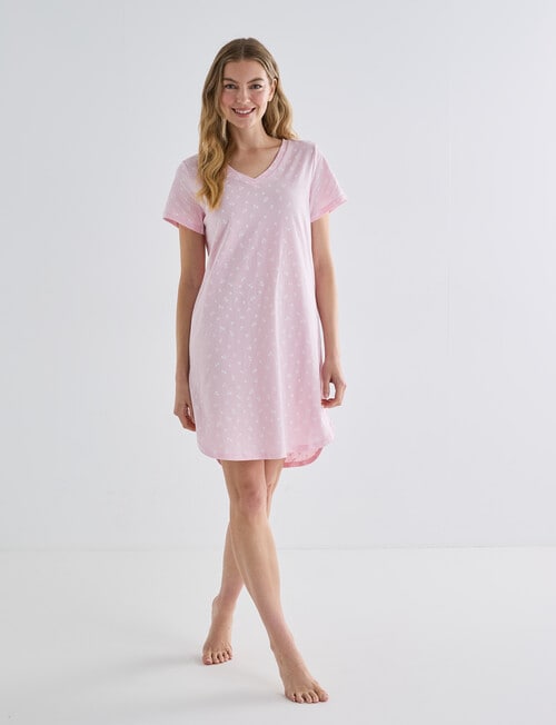 Zest Sleep Flower T-Shirt Nightie, Pink, 8-22 product photo View 03 L