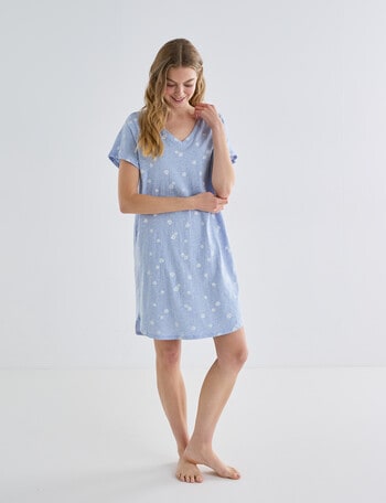 Zest Sleep Daisy T-Shirt Nightie, Pale Blue Marle, 8-22 product photo
