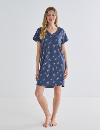 Zest Sleep Palm T-Shirt Nightie, Navy Marle, 8-22 product photo