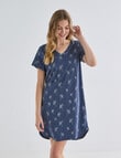 Zest Sleep Palm T-Shirt Nightie, Navy Marle, 8-22 product photo View 03 S