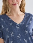 Zest Sleep Palm T-Shirt Nightie, Navy Marle, 8-22 product photo View 05 S
