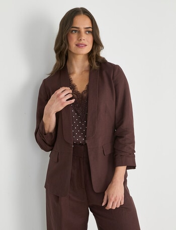 Whistle Slim Lapel Blazer, Chocolate product photo