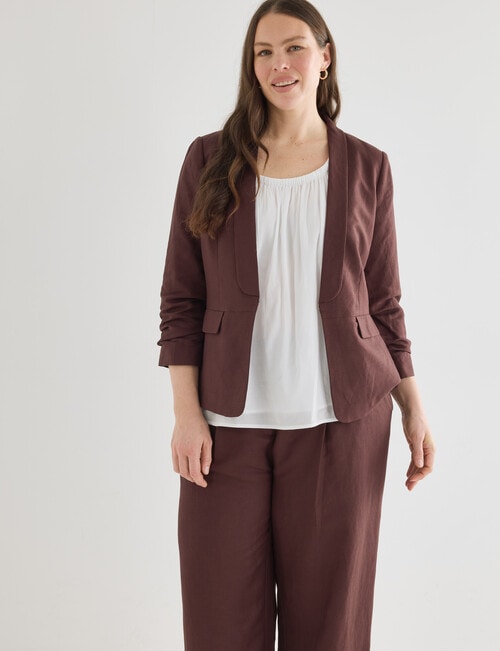 Whistle Slim Lapel Blazer, Chocolate product photo View 12 L