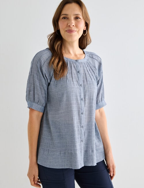 Line 7 Hitch Textured Blouse, Navy product photo