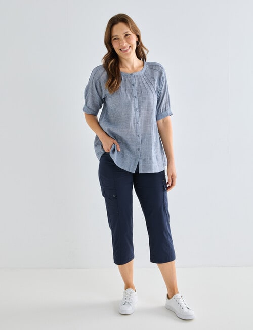Line 7 Hitch Textured Blouse, Navy product photo View 03 L