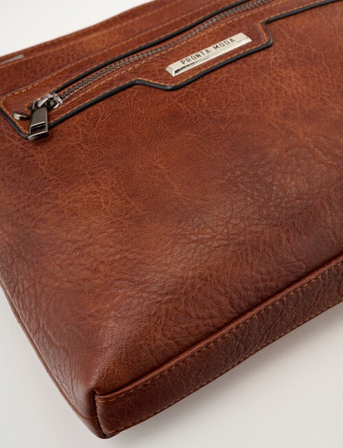 Pronta Moda Zipped Front Crossbody Bag, Tan product photo View 06 L