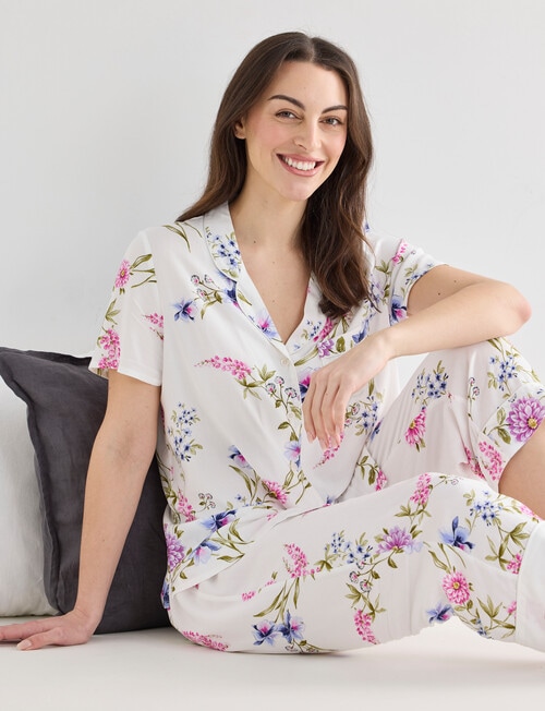 Whistle Sleep Cropped PJ Set, Ivory Botanical product photo