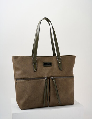 Pronta Moda Inverted Pleat Tote Bag, Olive product photo