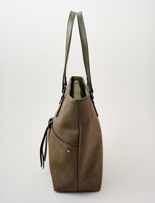 Pronta Moda Inverted Pleat Tote Bag, Olive product photo View 04 L