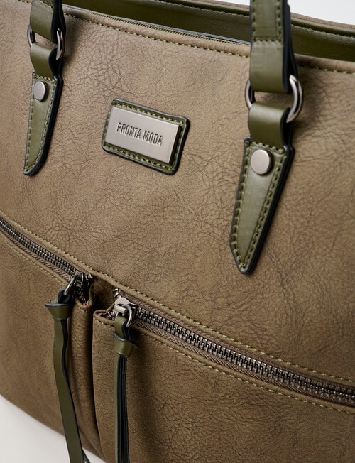 Pronta Moda Inverted Pleat Tote Bag, Olive product photo View 05 L