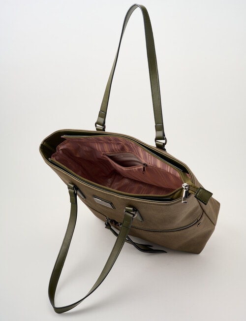 Pronta Moda Inverted Pleat Tote Bag, Olive product photo View 06 L