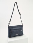 Pronta Moda Embossed Floral Crossbody, Navy product photo