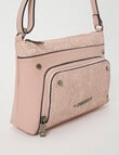 Pronta Moda Embossed Floral Crossbody, Pink product photo View 03 S