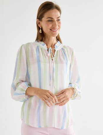 Ella J Romantic Top, Soft Stripe product photo