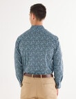 L+L Tailored Printed Cotton Mix Shirt, Teal product photo View 02 S