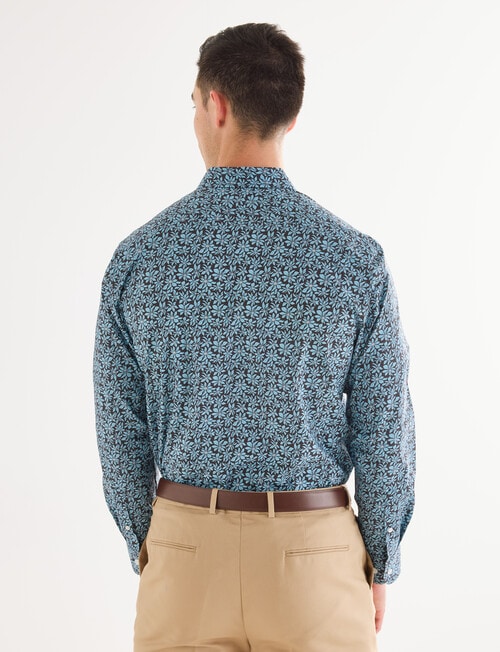 L+L Tailored Printed Cotton Mix Shirt, Teal product photo View 02 L