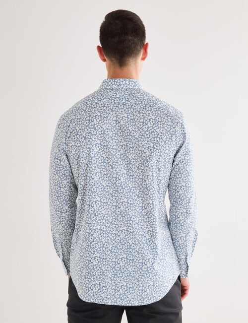 L+L Tailored Printed Cotton Mix Shirt, Blue product photo View 02 L