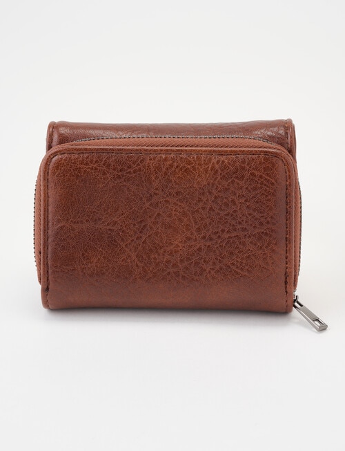 Pronta Moda Small Flap Zip Around Wallet, Tan product photo View 02 L