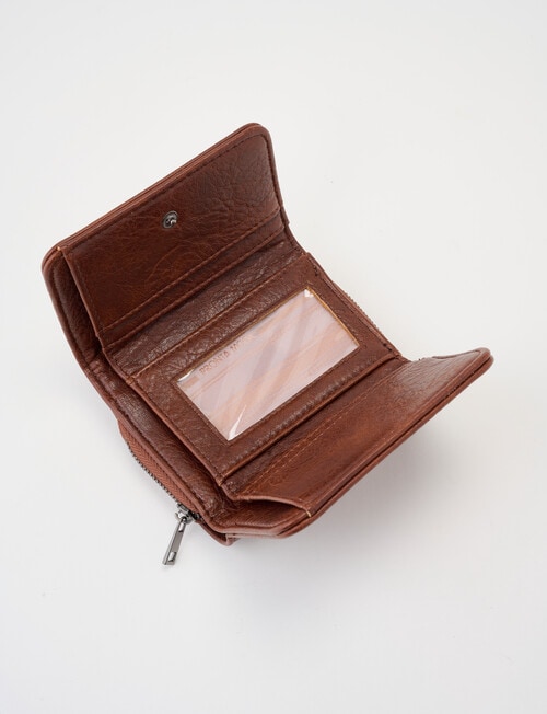 Pronta Moda Small Flap Zip Around Wallet, Tan product photo View 04 L