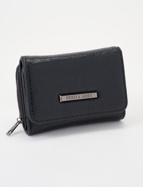 Pronta Moda Small Flap Zip Around Wallet, Black product photo