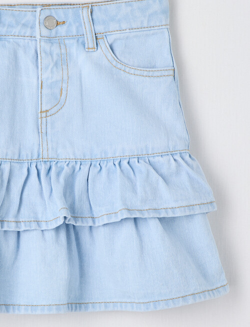 Mac & Ellie Tiered Denim Skirt, Light Blue product photo View 02 L
