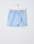 Mac & Ellie Daisies Denim Skort, Light Blue product photo