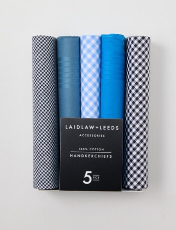 Laidlaw + Leeds 5-Pack Hankies, Blue product photo