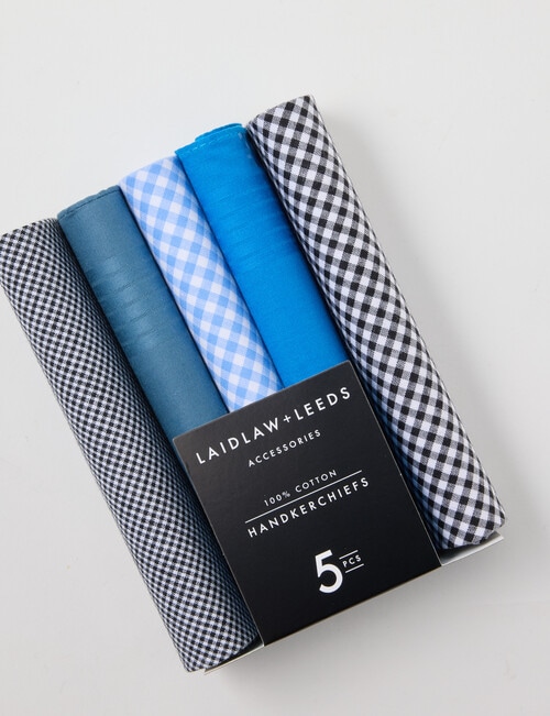 Laidlaw + Leeds 5-Pack Hankies, Blue product photo View 02 L