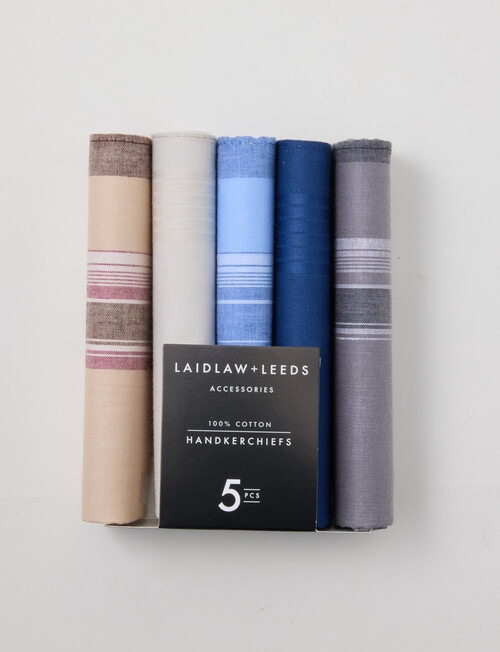 Laidlaw + Leeds 5-Pack Hankies, Blue & Beige product photo
