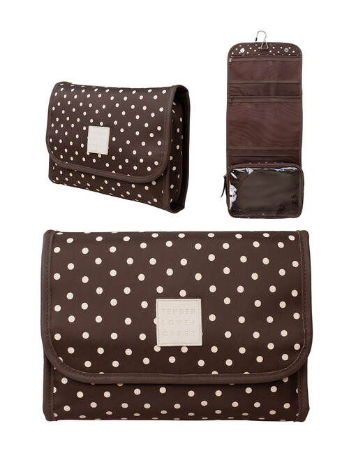 Tender Love + Carry Polka Roll-Up Toiletry Bag, Chocolate Oat product photo