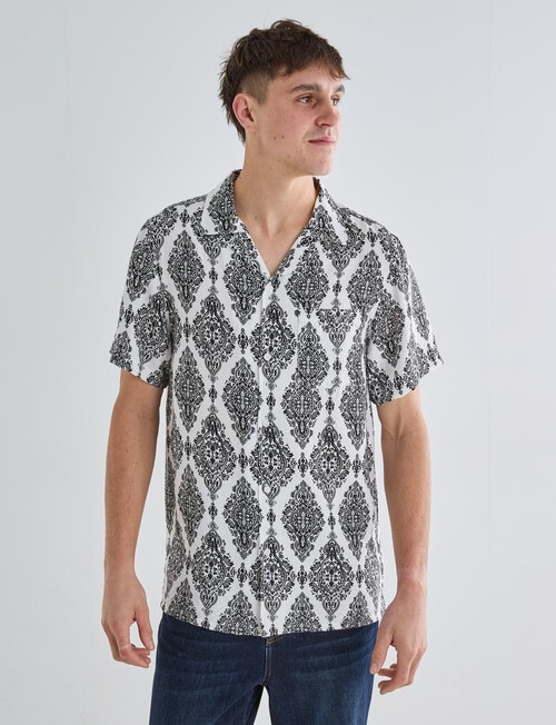 Gasoline Paisley Short Sleeve Shirt, White product photo View 05 L