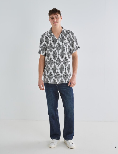 Gasoline Paisley Short Sleeve Shirt, White product photo View 03 L