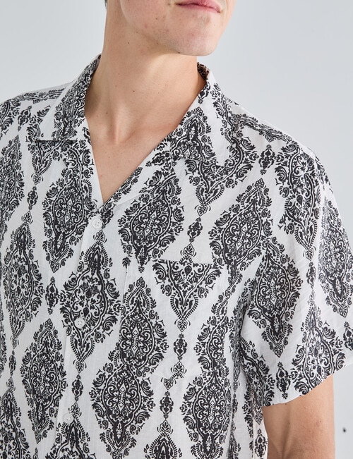 Gasoline Paisley Short Sleeve Shirt, White product photo View 04 L