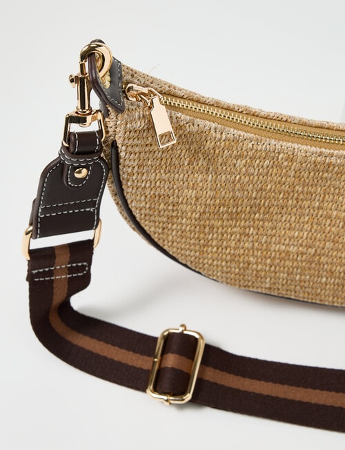 Zest Straw Crossbody Bag, Chocolate product photo View 02 L