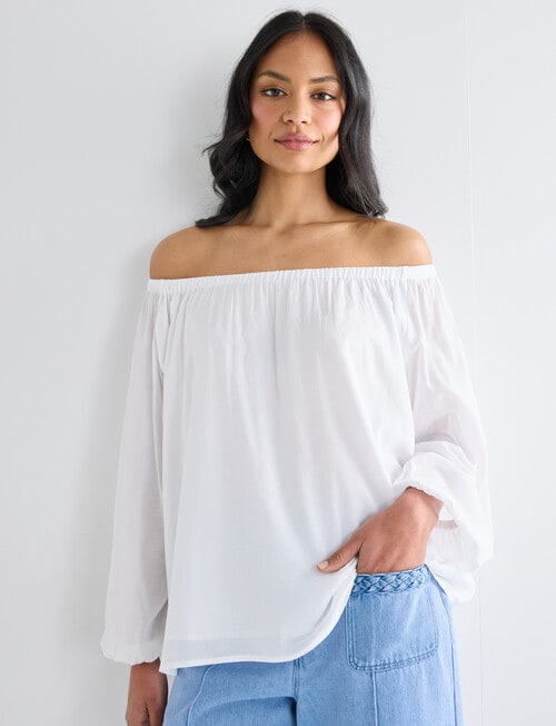 Whistle Off Shoulder Top, White product photo
