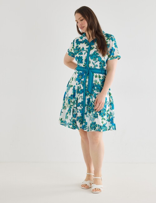 Whistle Sleeveless Shirt Dress, Floral Tealy Tones product photo View 12 L