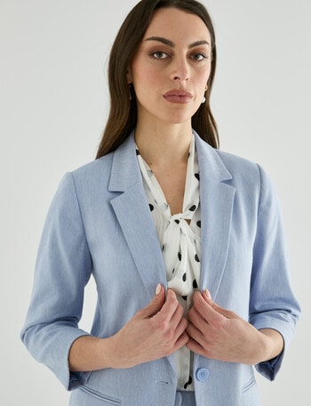 Oliver Black Three Quarter Sleeve Single Button Blazer, Bluebell product photo