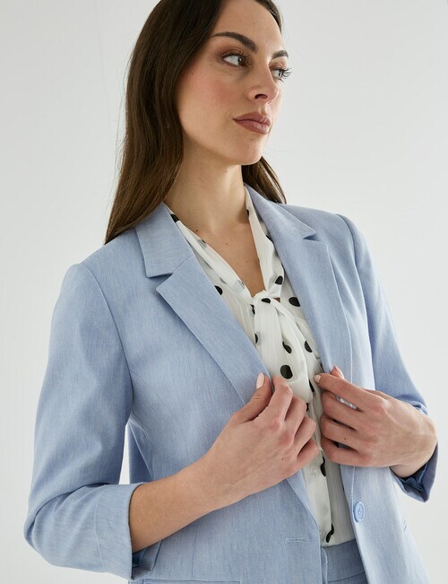 Oliver Black Three Quarter Sleeve Single Button Blazer, Bluebell product photo View 04 L