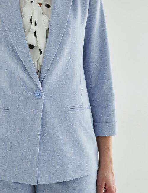 Oliver Black Three Quarter Sleeve Single Button Blazer, Bluebell product photo View 05 L