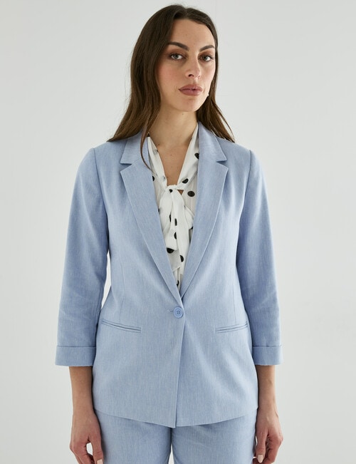 Oliver Black Three Quarter Sleeve Single Button Blazer, Bluebell product photo View 07 L