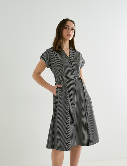 Oliver Black Stripe Shirtdress, Black & White product photo View 03 L
