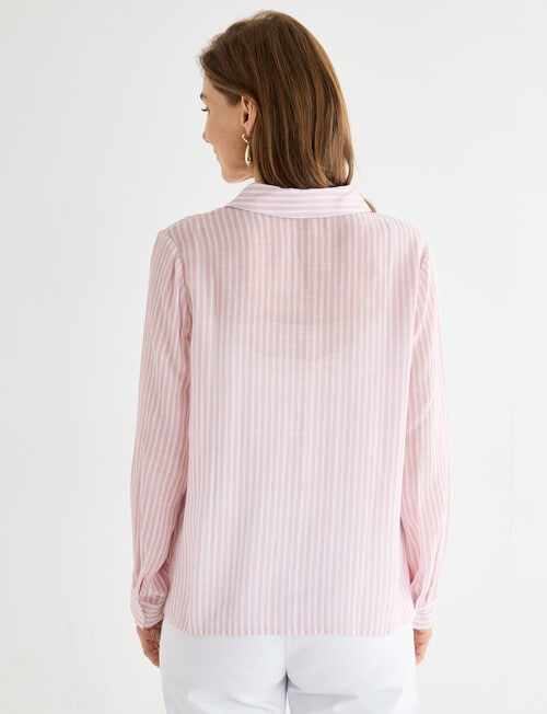 Ella J Spliced Stripe Shirt, Pink Stripe product photo View 02 L