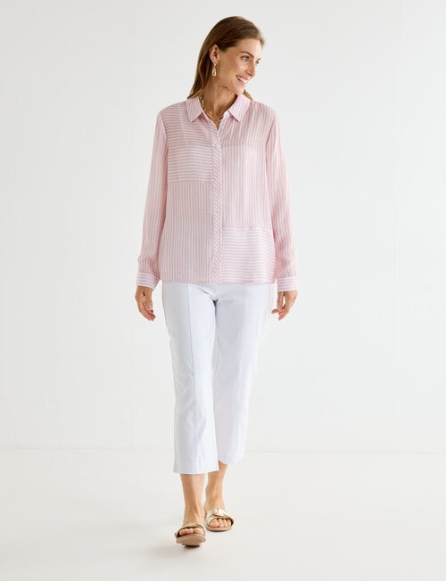 Ella J Spliced Stripe Shirt, Pink Stripe product photo View 03 L