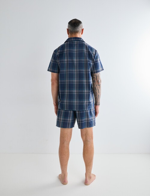 Chisel Woven Check Short PJ Set, Navy & Teal product photo View 02 L