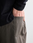 Chisel Knit Top with Woven Stripe Pant Long PJ Set, Khaki, Black & Stone product photo View 03 S