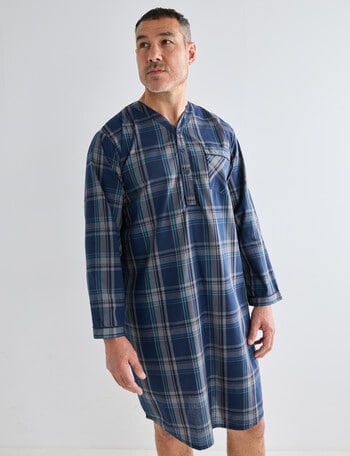 Chisel Woven Check Nightshirt, Navy & Teal product photo
