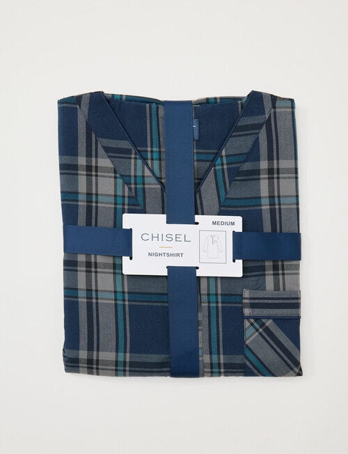 Chisel Woven Check Nightshirt, Navy & Teal product photo View 05 L