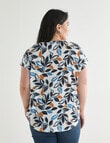 Studio Curve Organic Cotton Short Sleeve Boxy Tee, Off White & Multi Leaf product photo View 02 S