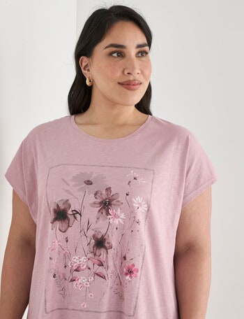 Studio Curve Organic Cotton Short Sleeve Boxy Tee, Blush Daisy Garden product photo